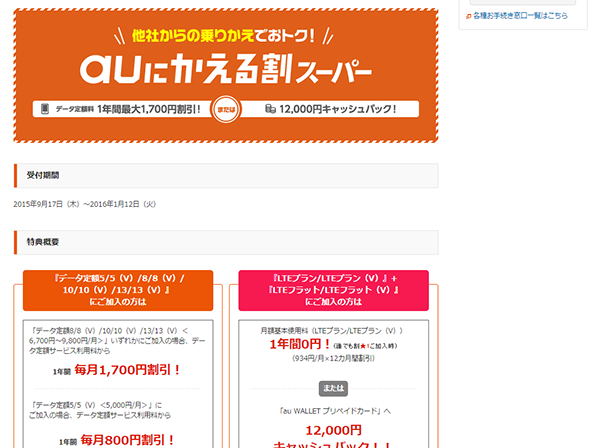 携帯キャリアサイト　キャンペーンページ作成