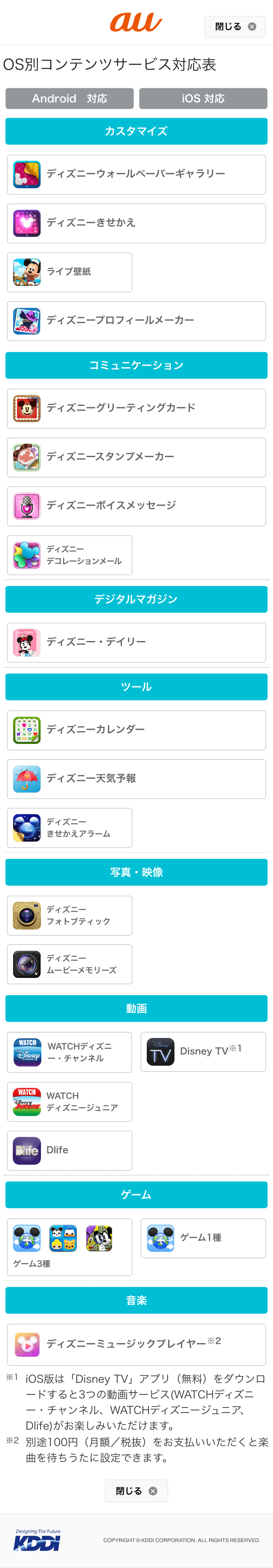 OS別コンテンツサービス対応表［スマホ画面］